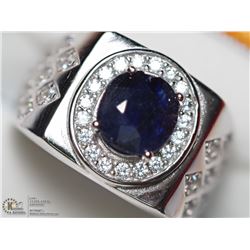 17) STERLING SILVER SAPPHIRE MEN'S RING