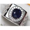 Image 1 : 17) STERLING SILVER SAPPHIRE MEN'S RING