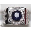 Image 2 : 17) STERLING SILVER SAPPHIRE MEN'S RING