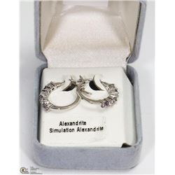 18) STERLING SILVER ALEXANDRITE HOOP EARRINGS