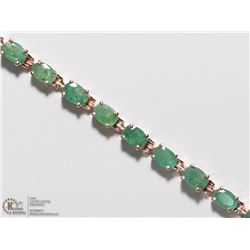 19) STERLING SILVER TENNIS EMERALD BRACELET