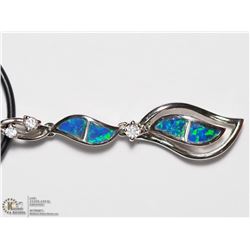 25) STERLING SILVER CZ OPALITE PENDANT W/ CORD