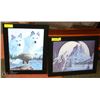 Image 1 : PAIR OF FRAMED 3D PICTURES OF WOLF & DOGSLED