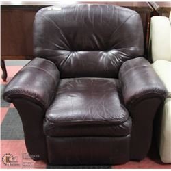 DARK BROWN LEATHER RECLINING SOFA CHAIR