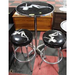 BAR HEIGHT TABLE WITH 2 STOOLS