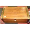 Image 1 : WOOD STORAGE CHEST WITH BRASS ACCENTS 32X18X17