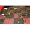 Image 1 : BRASS BASE GLASS TOP COFFEE TABLE & END TABLE.