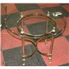 Image 2 : BRASS BASE GLASS TOP COFFEE TABLE & END TABLE.