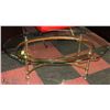 Image 3 : BRASS BASE GLASS TOP COFFEE TABLE & END TABLE.