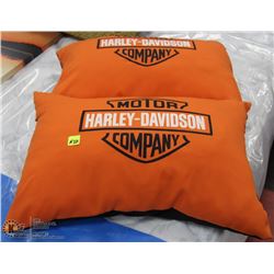 SET OF HARLEY DAVIDSON PILLOWS.