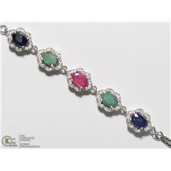 28) STERLING SILVER GEMSTONE BRACELET