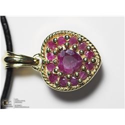 38) STERLING SILVER  SAPPHIRE & RUBY PENDANT