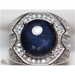 41) STERLING SILVER SAPPHIRE CZ MEN'S RING