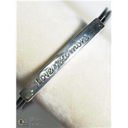 50) ST. SILVER ENGRAVED LEATHER MEN'S BRACELET