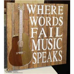 HANDCRAFTED WOOD SIGN - 'WHERE WORDS FAIL,