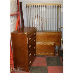 ANTIQUE DOUBLE SIZE BED FRAME WITH CHEST OF