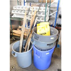 GROUP OF 5 GARBAGE CANS SOLD WITH JANITORIAL