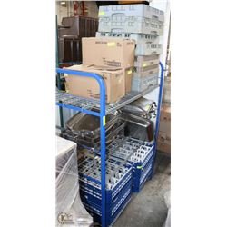 BLUE METRO RACK SOLD WITH DISH TRAYS, COFFEE FILT