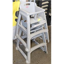LOT OF 2 RUBBERMAID HIGH CHAIRS.