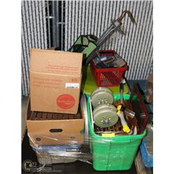 PALLET WITH GARAGE ITEMS, HOME ITEMS, YARD STUFF