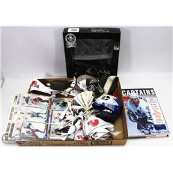 LOT OF HOCKEY CARDS COLLECTION AND MINI FLAGS AND