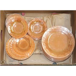 FIREKING PEACH LUSTRE DISH SET.