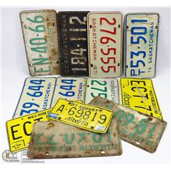 BOX OF VINTAGE LICENSE (11 IN TOTAL).