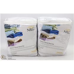 2 NEW MASSAGE STYLE FLANNEL SHEET SETS.