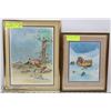 Image 1 : SET OF 2 FRAMED & SIGNED COLORED PRINTS BY