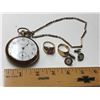 Image 1 : Pocket Watch and Estate Gold Rings