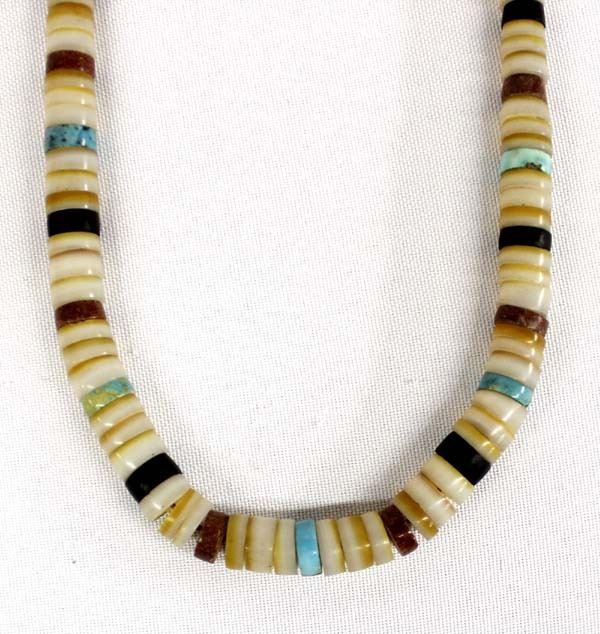 Vintage Navajo Shell Turquoise Heishi Necklace