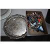 Image 2 : Flat of Key Chains and a Silver Plate Tray