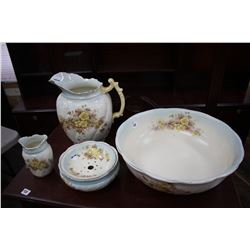 Pitcher, Bowl, Soap Dish & Brush Holder - Made in England