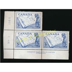 Canada David Thompson 5 Cent Stamps Block Of 3