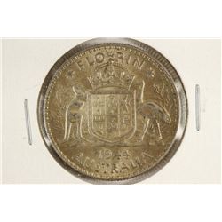 1944 AUSTRALIA SILVER FLORIN .3363 OZ. ASW