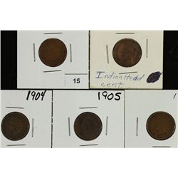 1900,03,04,05 & 06 INDIAN HEAD CENTS