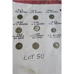 US small coins on paper