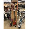 Image 1 : LOT OF HOCKEY STICKS, SOFTBALL BATS, SCOOTER AND A SKATEBOARD