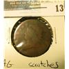 Image 1 : 1813 U.S. Large Cent, AG, scratches.