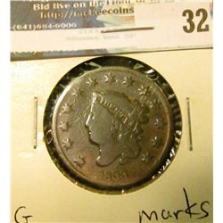 1833 U.S. Large Cent, G, marks.