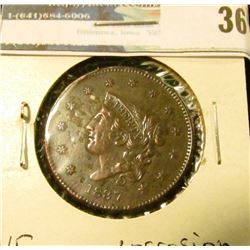 1837 U.S. Large Cent, VF, corrosion.
