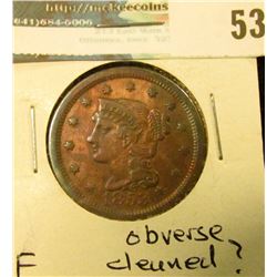 1853 U.S. Large Cent, Very Fine, obverse cleaned?
