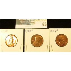 1968 P, D, & S U.S. Lincoln Cents, Red Gem BU.