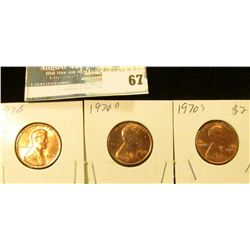 1970 P, D, & S U.S. Lincoln Cents, Red Gem BU.