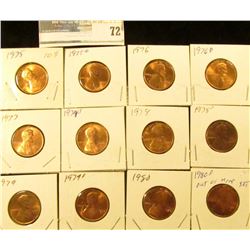 1975 P, D, 76 P, D, 77P, D, 78P, D, 79P, D, & 80P & D U.S. Lincoln Cents, Unc to Red Gem BU.