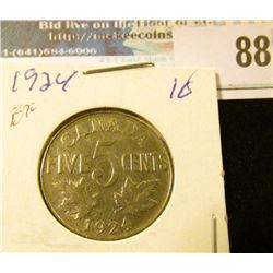 1924 Canada Nickel, slightly scarcer date.