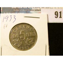 1933 Canada Nickel, slightly better grade.