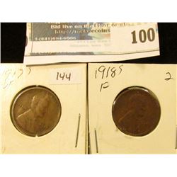 1917 S VF & 18 S Fine Lincoln Cents.