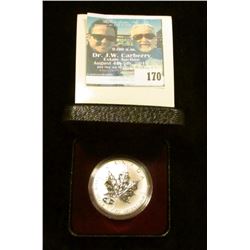 1998 $5 Maple Leaf "Royal Canadian Mint 90th Anniversary" Specimen finish with box, one troy ounce o