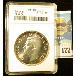 1949 Canada Silver Dollar ANACS slabbed "MS66". Small crack in case.